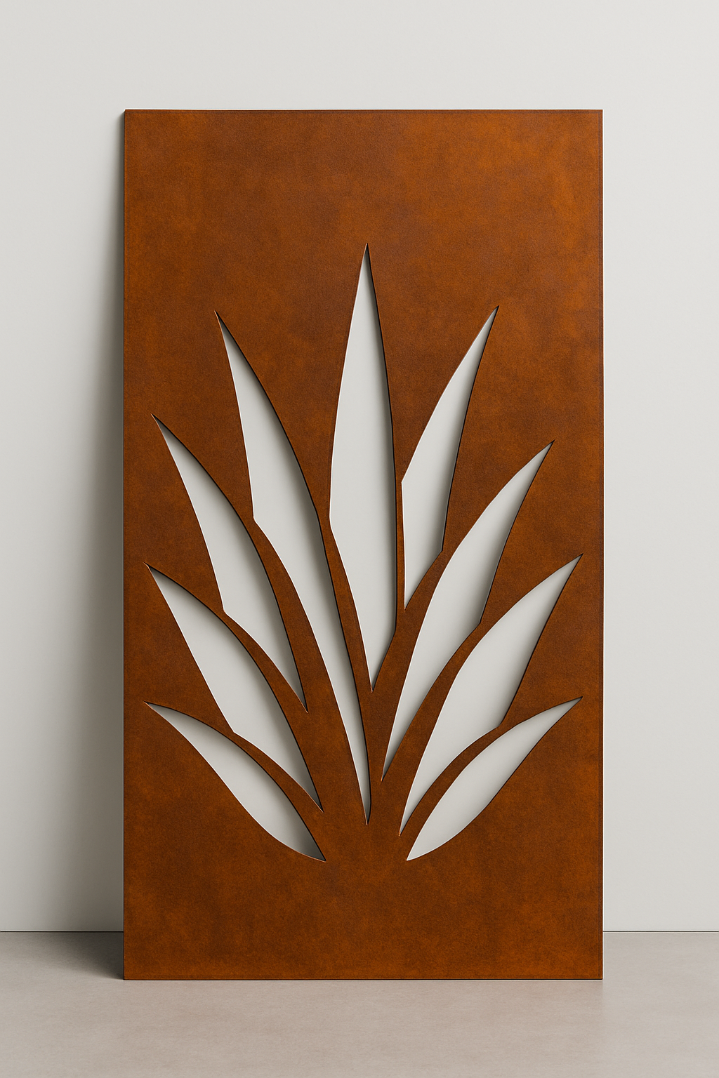 Agave Silhouette Corten Screen Panel — 3′ × 6′