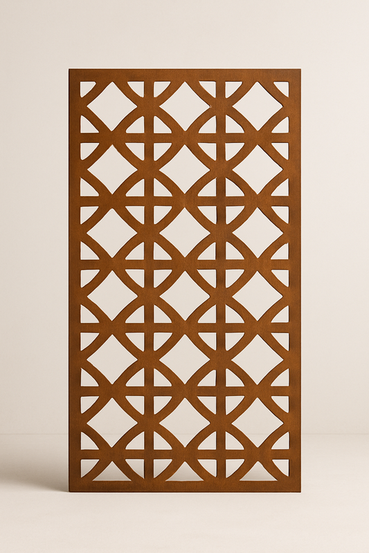 Mid-Century Breeze Block Corten Screen Panel — 3′ × 6′