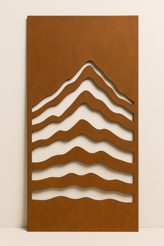 Mountain Contour Corten Screen Panel — 3′ × 6′