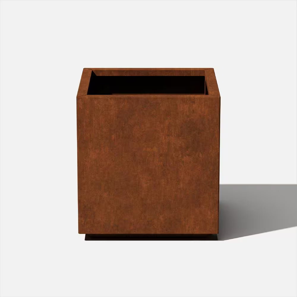 Pacific Cube Corten Planter — 21″