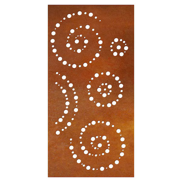 Whirlpool Pattern Corten Screen Panel — 3′ × 6′